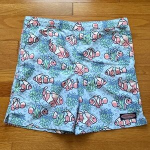 Boys Vineyard Vines Blue & Green Chappy Swim Trunks w/ Clownfish Print ~M 12/14